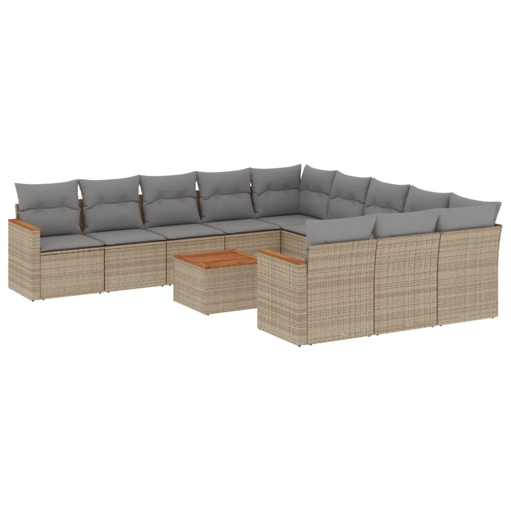 Set Divano da Giardino 12 pz con Cuscini Beige Misto Polyrattan 3226437