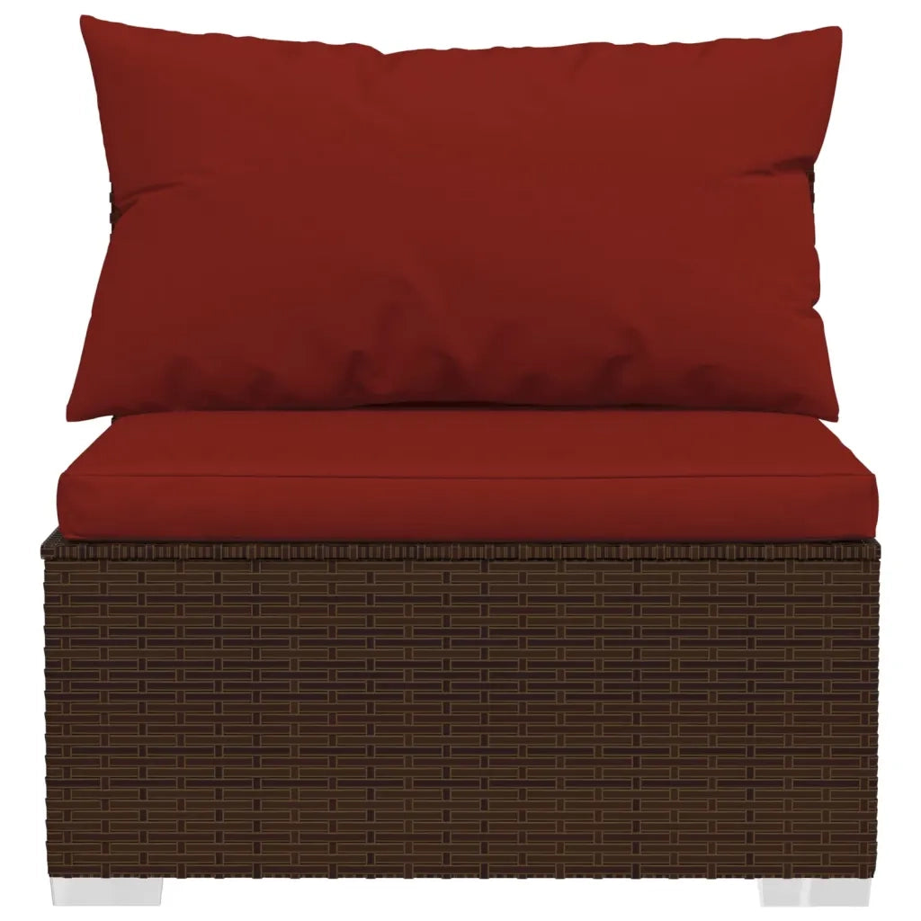 Set Divani da Giardino 10 pz con Cuscini in Polyrattan Marrone 3102795