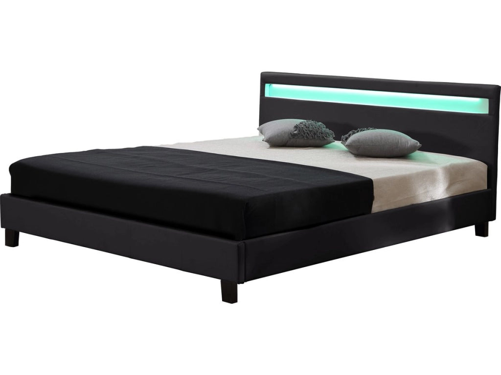 Letto con led "Maria" - 140 x 190 cm - Nero