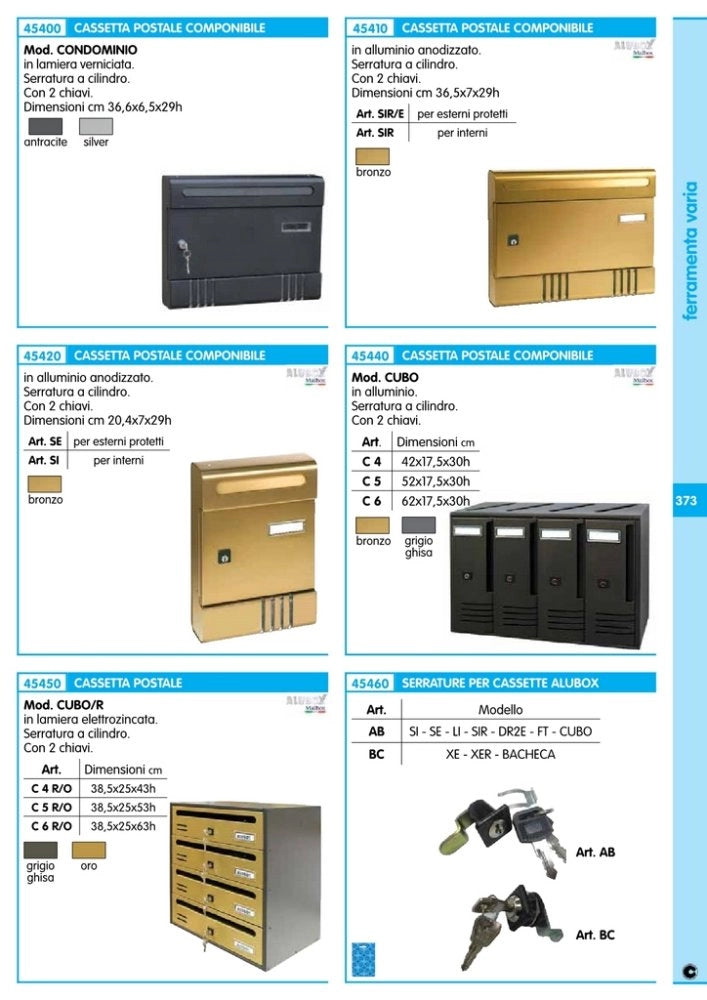 1pz alubox cassetta postale a 4 posti bronzo art. c4 cod:ferx.21759