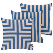 Set di 3 cuscini da esterno blu e beige in olefina decorativi per giardino