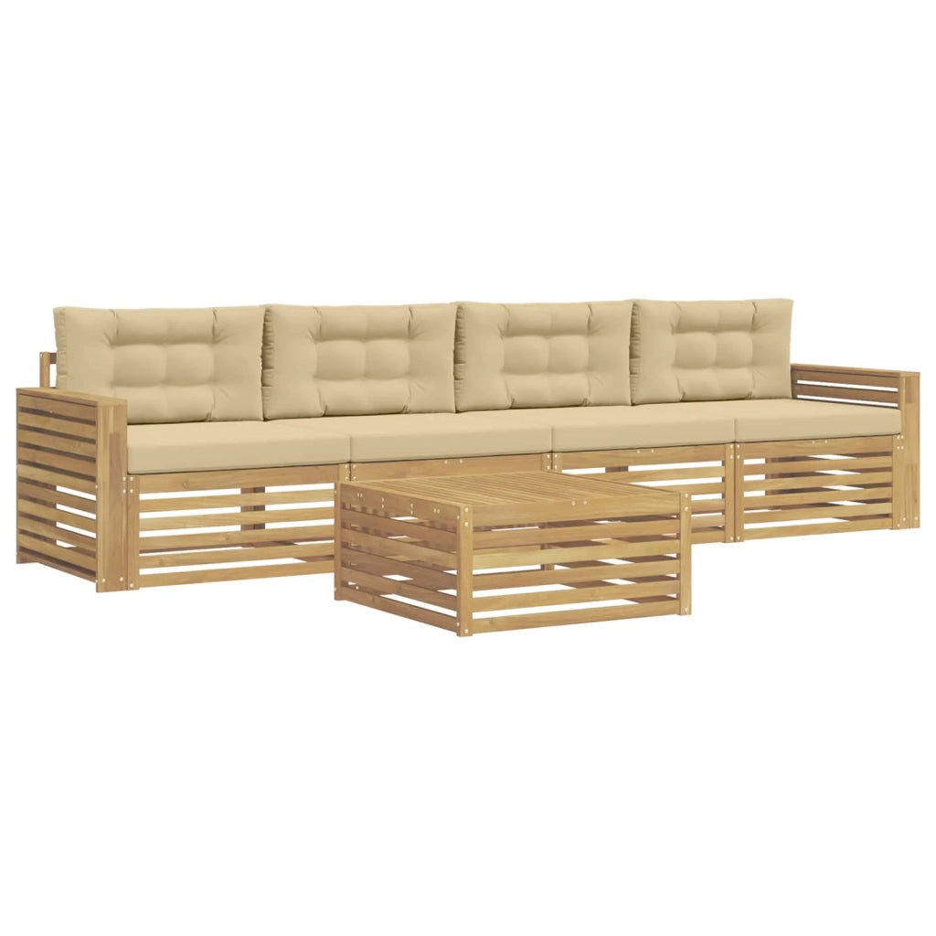 Set di divani da esterno 5 pz Bianco e Beige 3390013