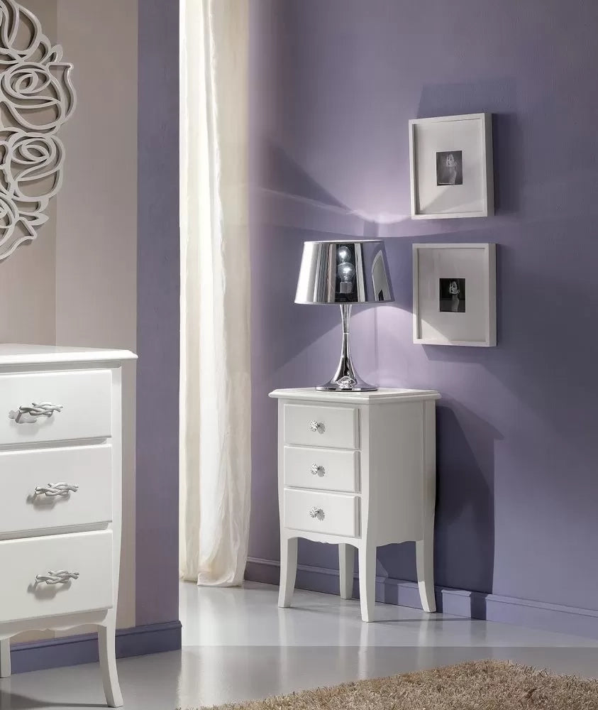 Comodino classico 3 cassetti legno grezzo 45x34x71 (3022) - Mobili 2G