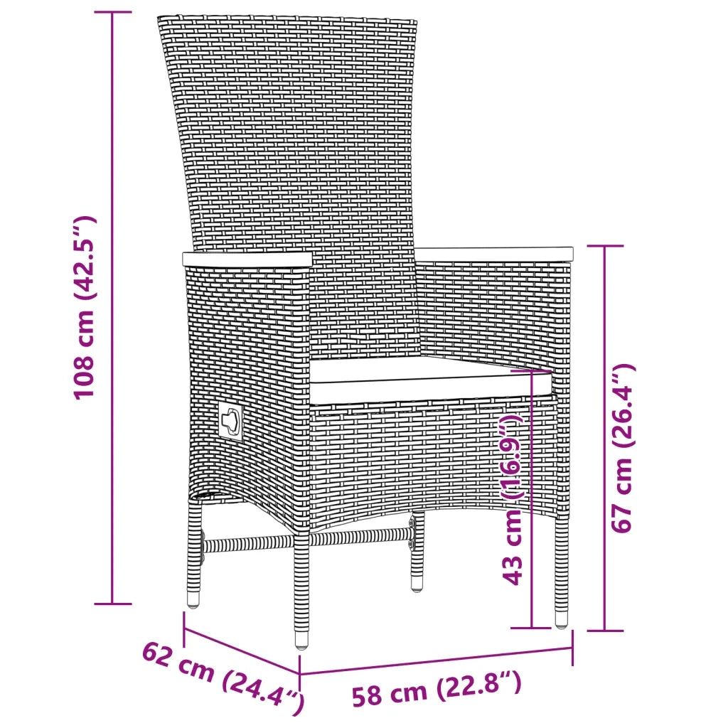 Set da Pranzo da Giardino 9 pz con Cuscini in Polyrattan Grigio 3277555