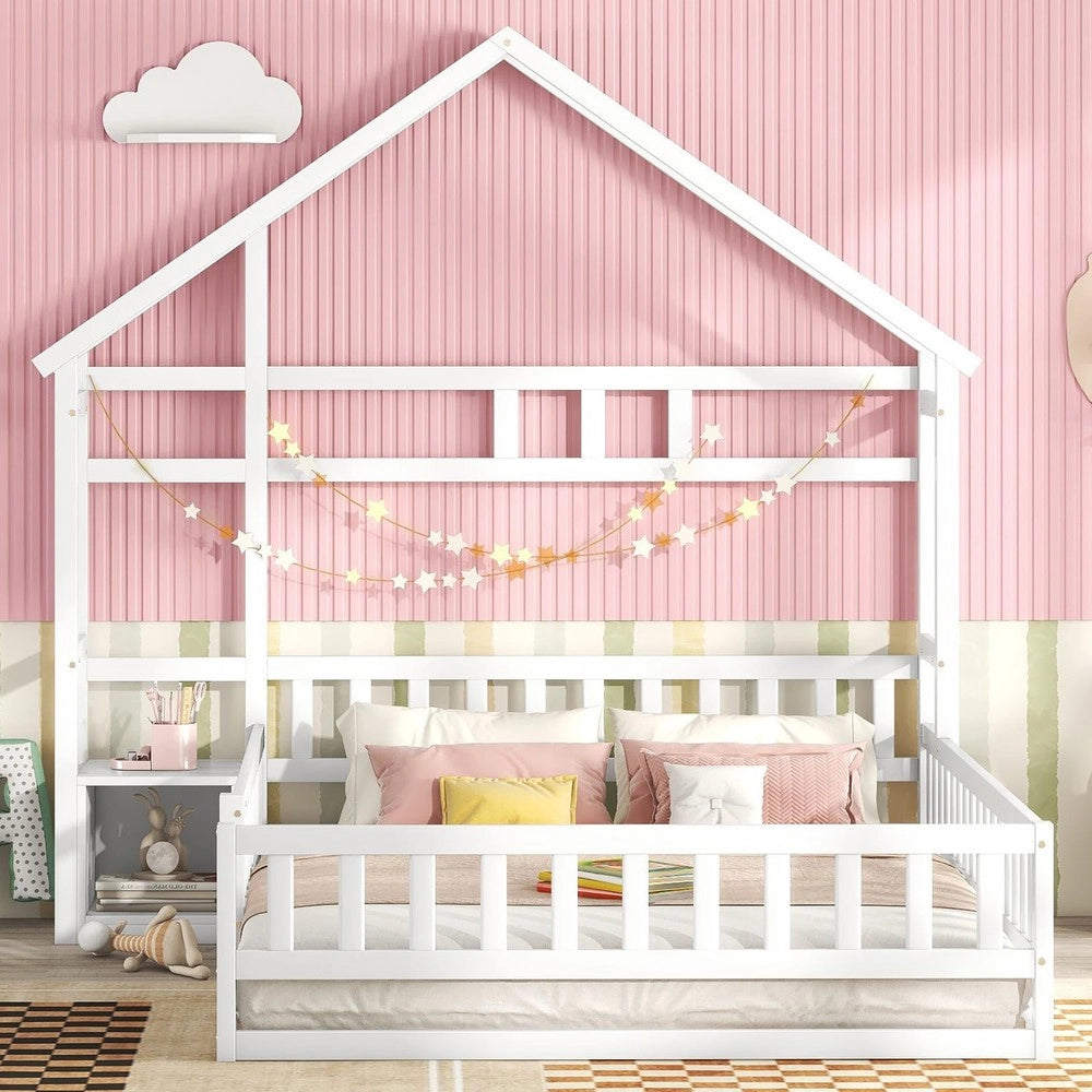 Letto per bambini con ringhiera e comodini ¨C Minimal ¨C Bianco 140x200cm