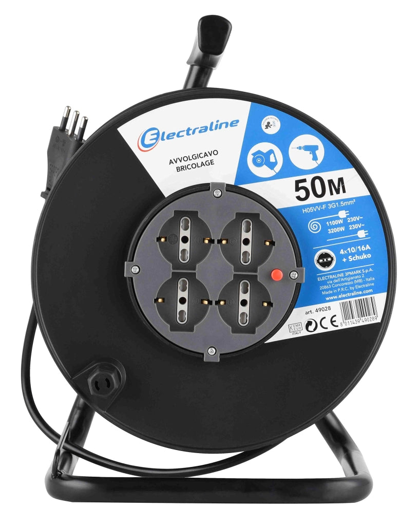 Avvolgicavo Domestico con Cavaletto 50 m Electraline