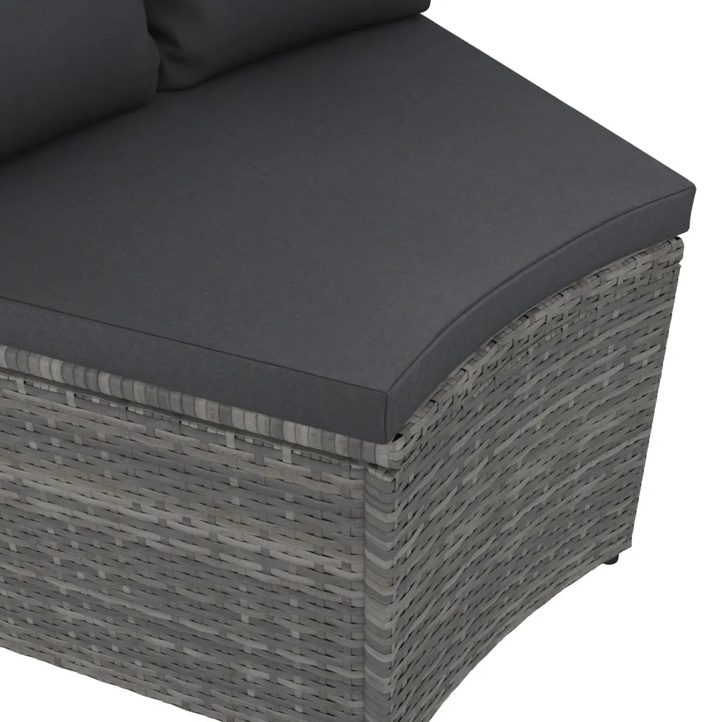 Set Divani da Giardino 7 pz con Cuscini in Polyrattan Grigio