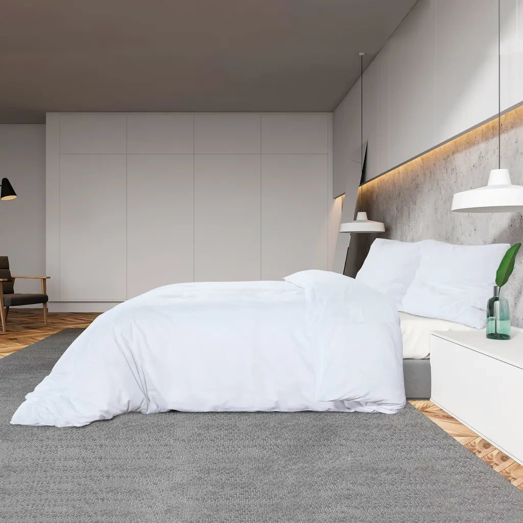 Set Copripiumino Bianco 200x200 cm in Microfibra Leggera 136015