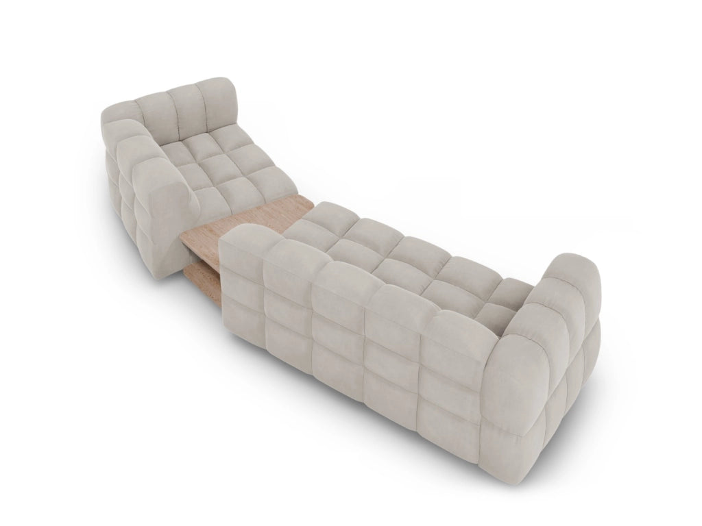 Cosmopolitan Design - Divano modulare destro "Sky" 3 posti in velluto beige chiaro 