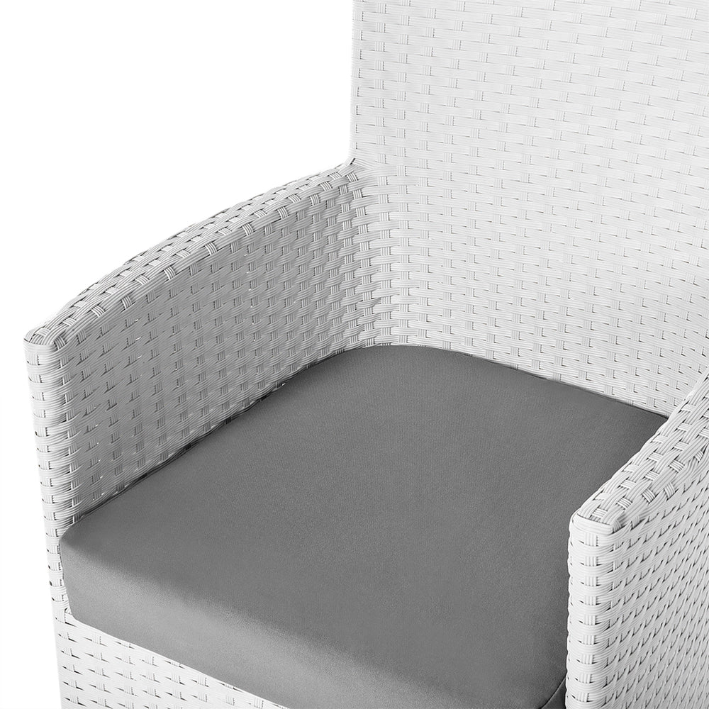 Set da Pranzo da Giardino con Tavolo e 8 Sedie con Cuscini in Simil Rattan Bianco