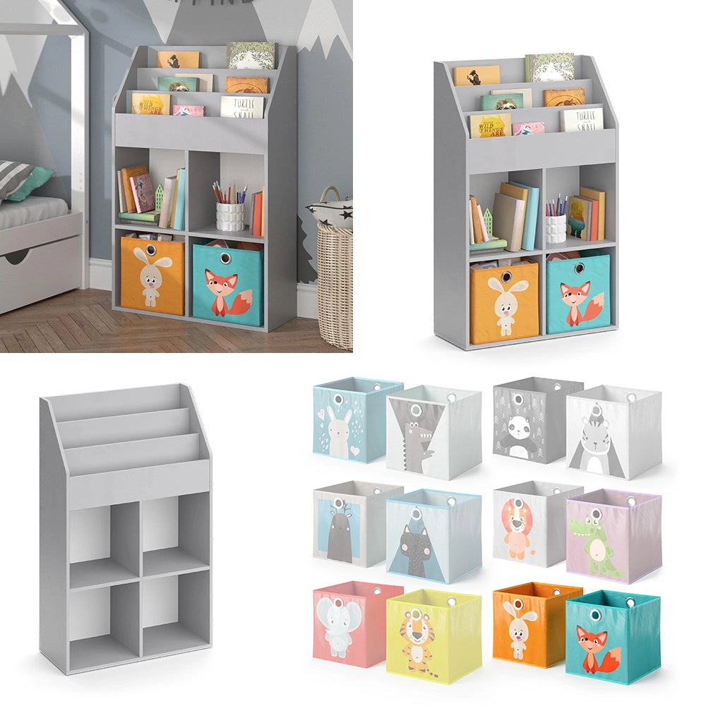 Vicco Libreria bambini Grigio 72 x 114.2 cm con 2 scatole pieghevoli