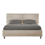 Letto matrimoniale con rete imbottito 160x210 microfibra sabbia Mados