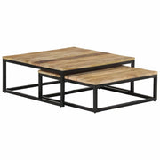 Tavolini da Salotto Impilabili 2 pz in Legno Massello di Mango 320389