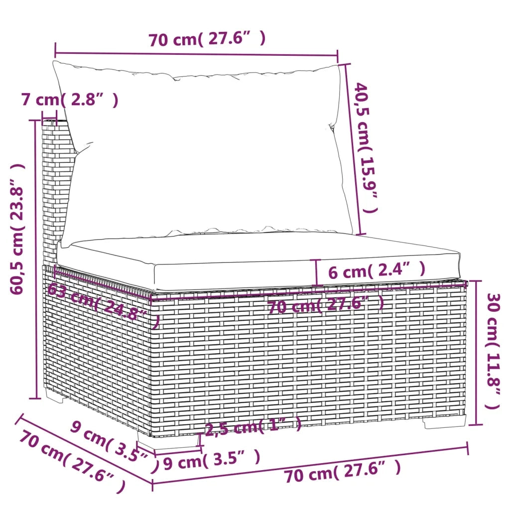 Set Divani da Giardino 10 pz con Cuscini in Polyrattan Marrone 3102515