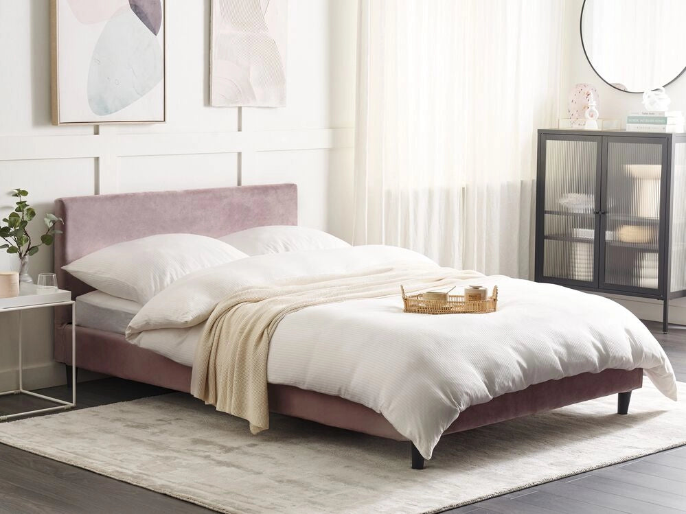 Copri Letto Tessuto Velluto Rosa per Letto 160 x 200 cm Sfoderabile Lavabile