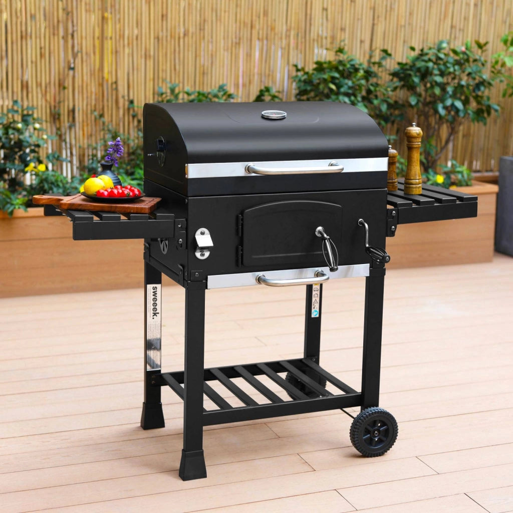 Barbecue a carbonella grill + affumicatore, nero
