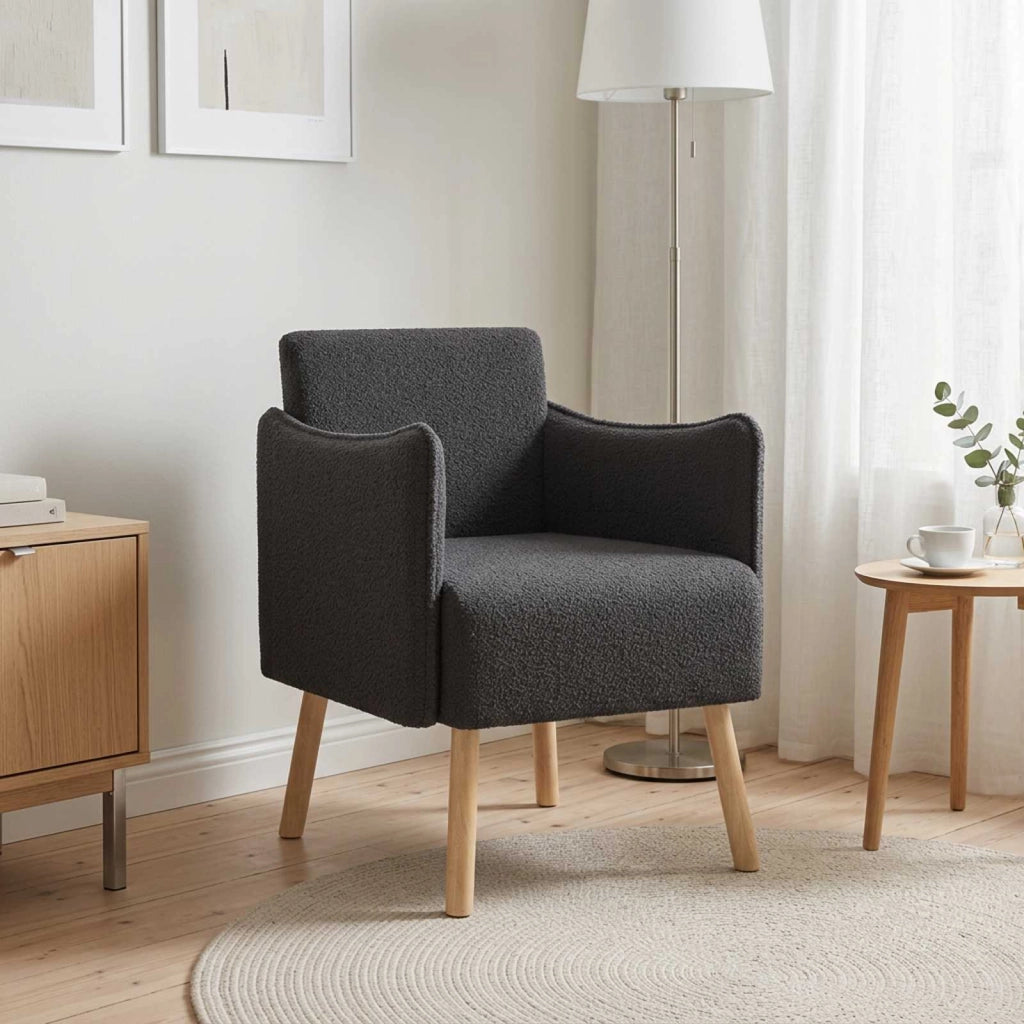 Sedia d'accento Grigio Scuro Bouclé 42044826