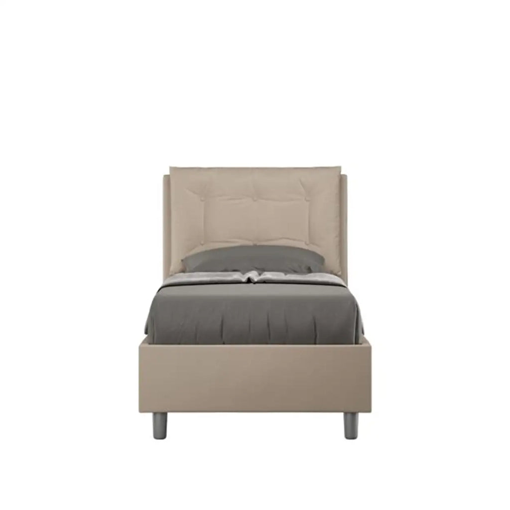 Letto singolo senza rete imbottito 80x210 similpelle tortora Annalisa