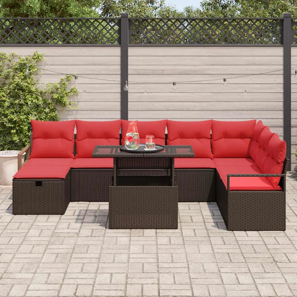 Set Divano da Giardino con cuscino 9 pcs polyrattan 3359821