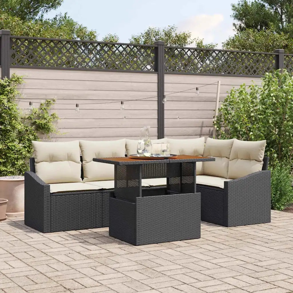 Set Divano da Giardino con archiviazione 6 pcs Nero Poly Rattan 3358574