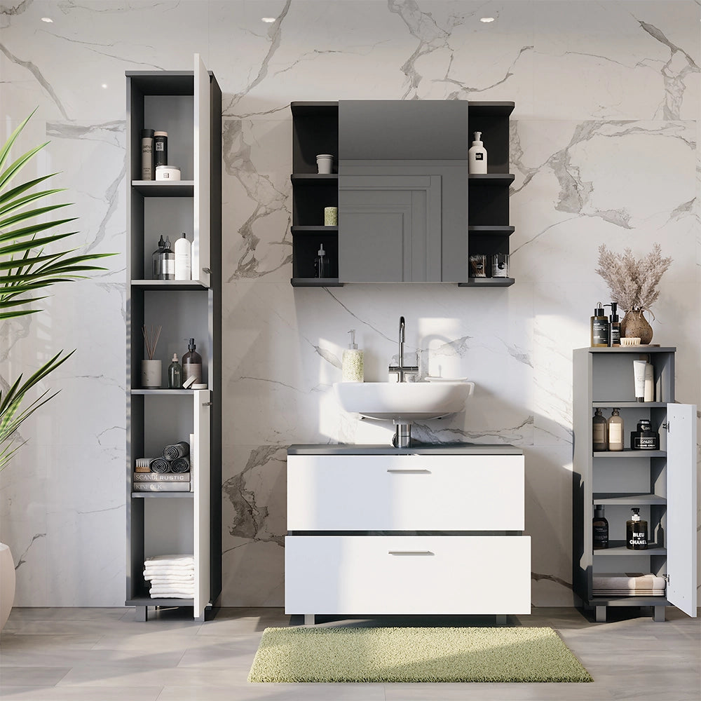 Vicco Set di mobili da bagno Antracite/bianco 4 parti