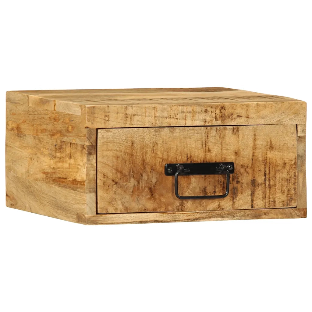 Comodino a Parete in Legno Grezzo Massello di Mango 4017452