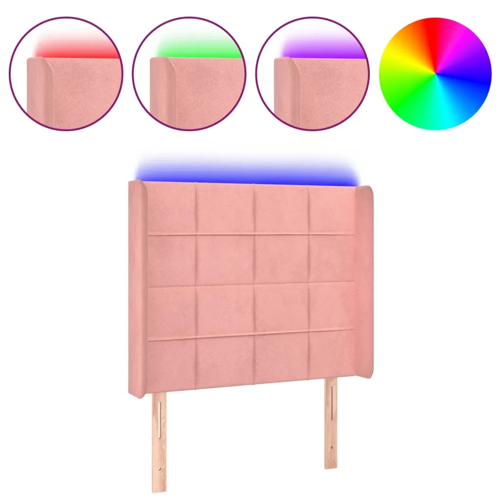 Testiera a LED-Testata con LED Nera 93x16x118/128 cm in Velluto 264507