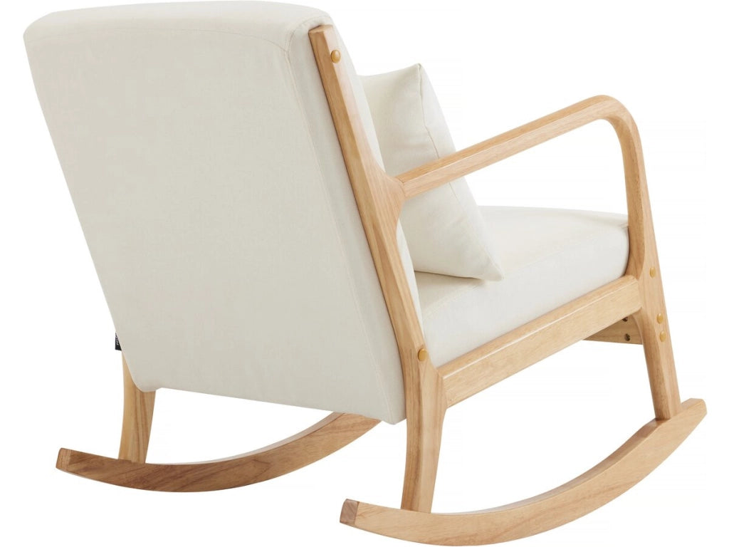 Sedia a dondolo in stile scandinavo in bouclé e legno "Clinton" - Beige