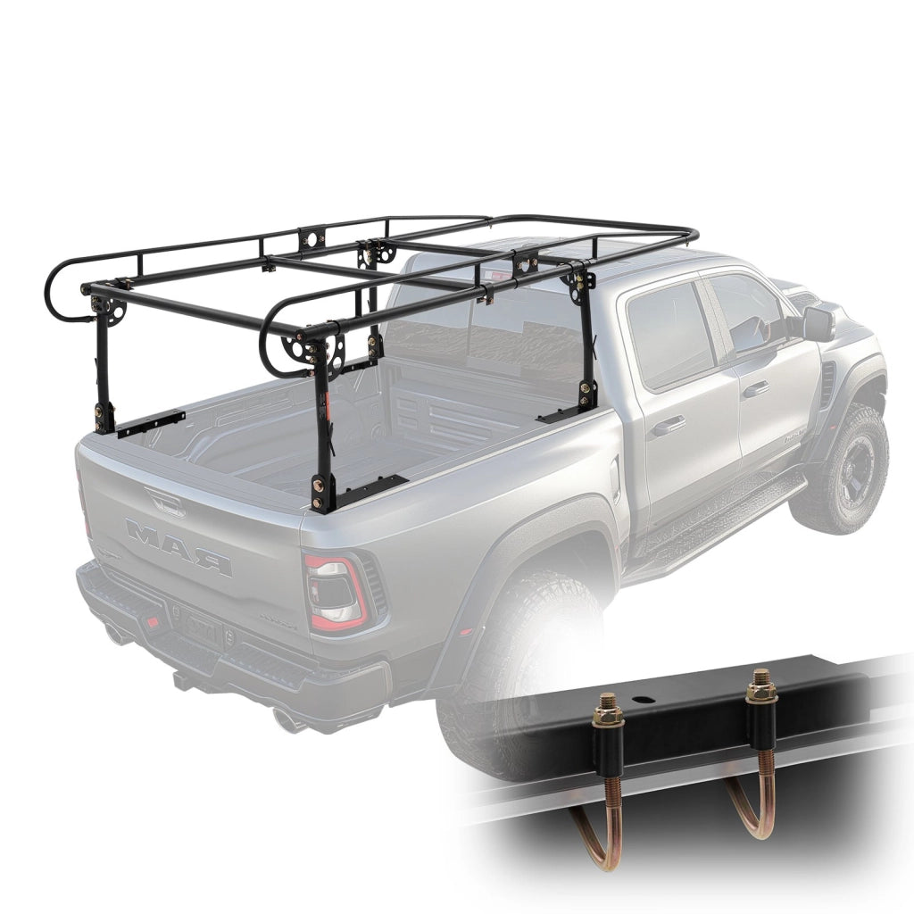 Portapacchi per Camion SC1402, Scaffale Regolabile 110-160 cm in Acciaio Q235B, Portabagagli da Tetto Capacità 454 kg per Carichi Lunghi e Kayak