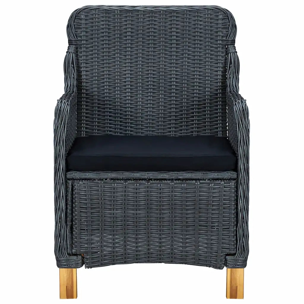 Set Pranzo da Giardino 7 pz con Cuscini Polyrattan Grigio Scuro 3060163