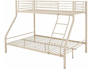 Letto a castello con rete inclusa in metallo "Leo" - 90/140 x 190 cm - Taupe