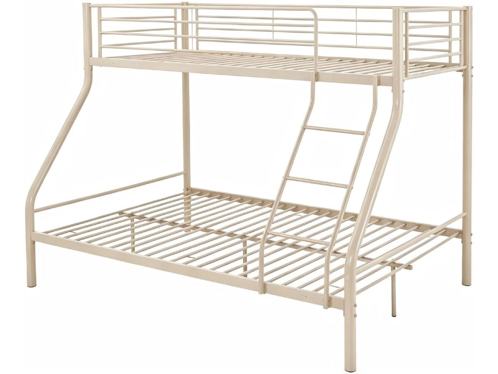Letto a castello con rete inclusa in metallo "Leo" - 90/140 x 190 cm - Taupe
