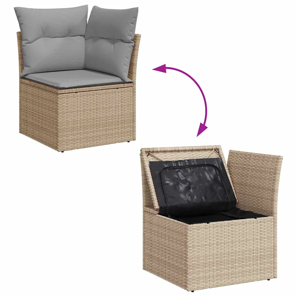 Set Divano da Giardino 7 pcs Beige e Grigio Chiaro polyrattan 3356579