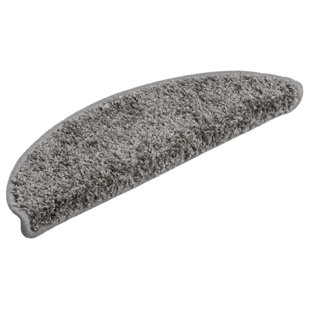 Tappetini per scale 15 pz 56x17x3 cm Grigio Semicircolari 133892