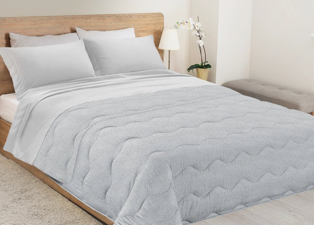 Trapunta Piumone Letto Invernale Imbottita 300gr Microfibra Diadema Borbon - Piazza E Mezza - Grigio