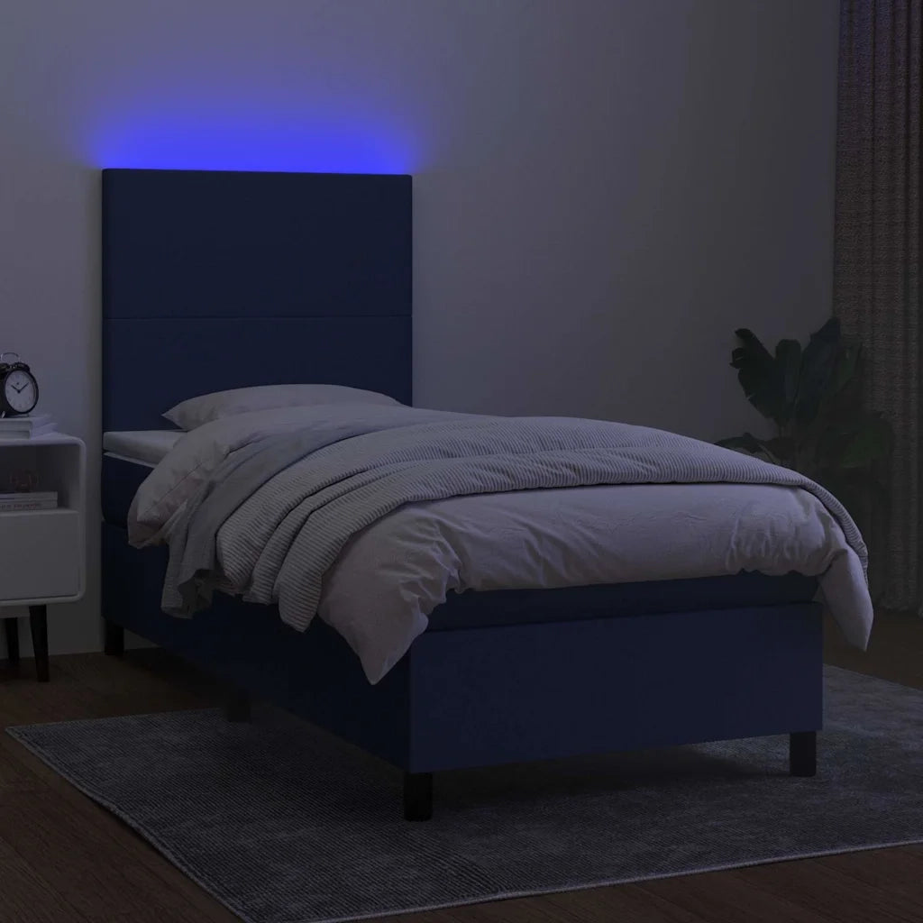 Letto a Molle con Materasso e LED Blu 90x190 cm in Tessuto 3134683