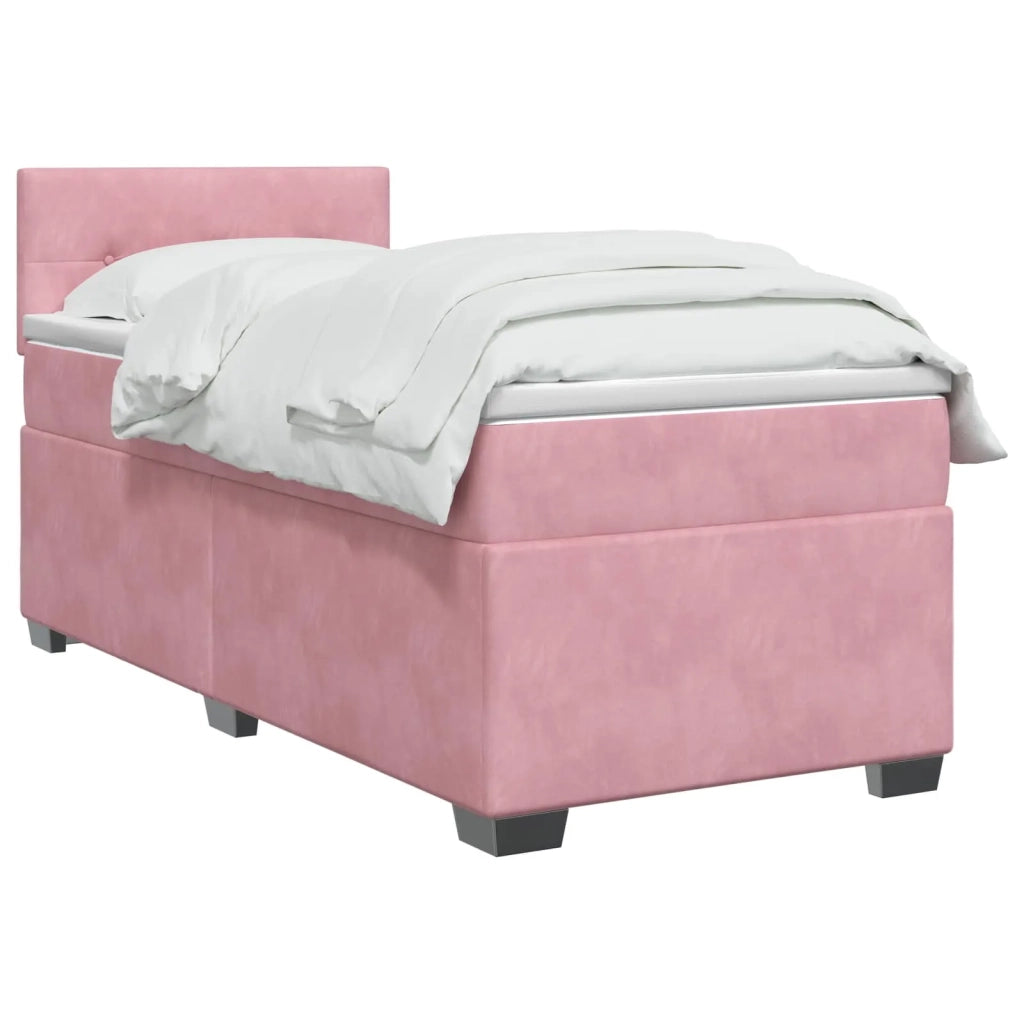 Letto con Box Spring, Materasso e LED Rosa 100 x 200 cm Velluto 3452125