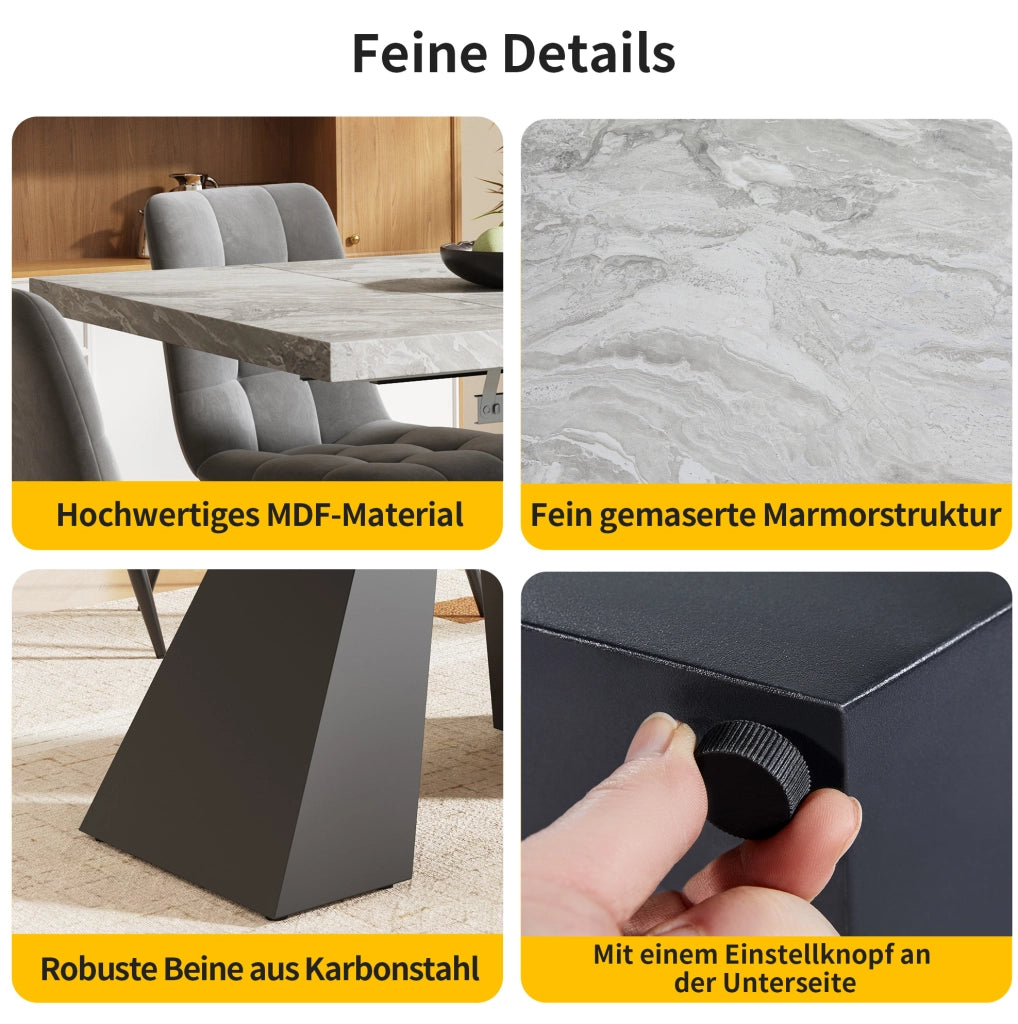 TAVOLO Allungabile 99-159x74x77 cm MDF e Metallo Nero/Grigio