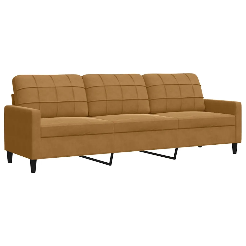 Set di Divani 3 pz con Cuscini e Rinforzi Marrone in Velluto 3278508