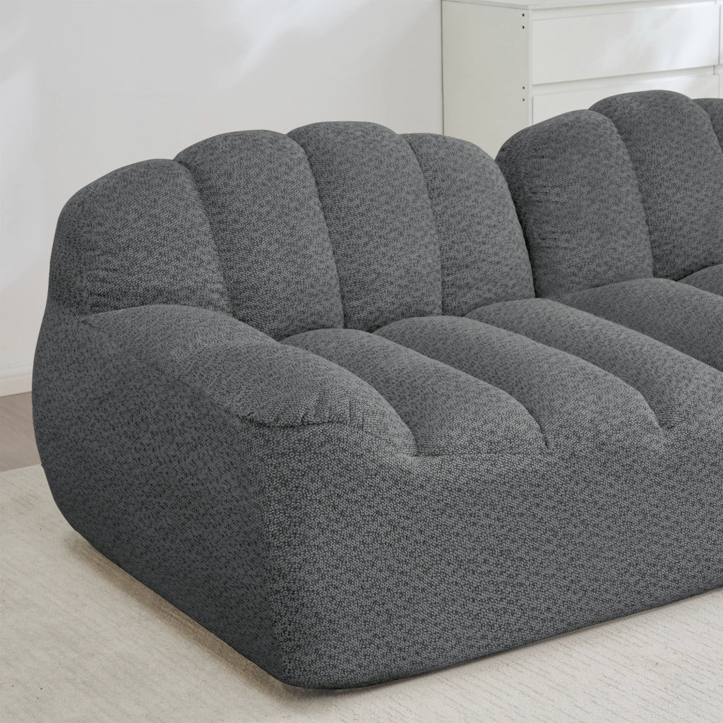 Divano 3 posti modulare imbottito ¨C MINIMAL ¨C Tessuto grigio morbido