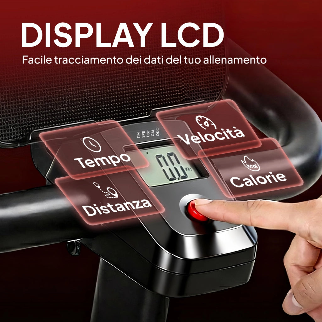 Cyclette Magnetica con Display LCD e Supporto Tablet ¨C Xylo ¨C Acciaio e ABS 103x49x98-112cm Nero