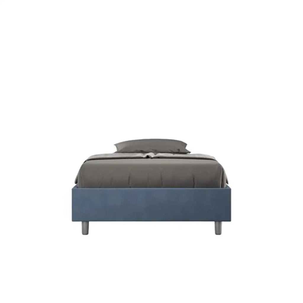 Letto una piazza e mezza contenitore imbottito 120x190 microfibra blu Azelia