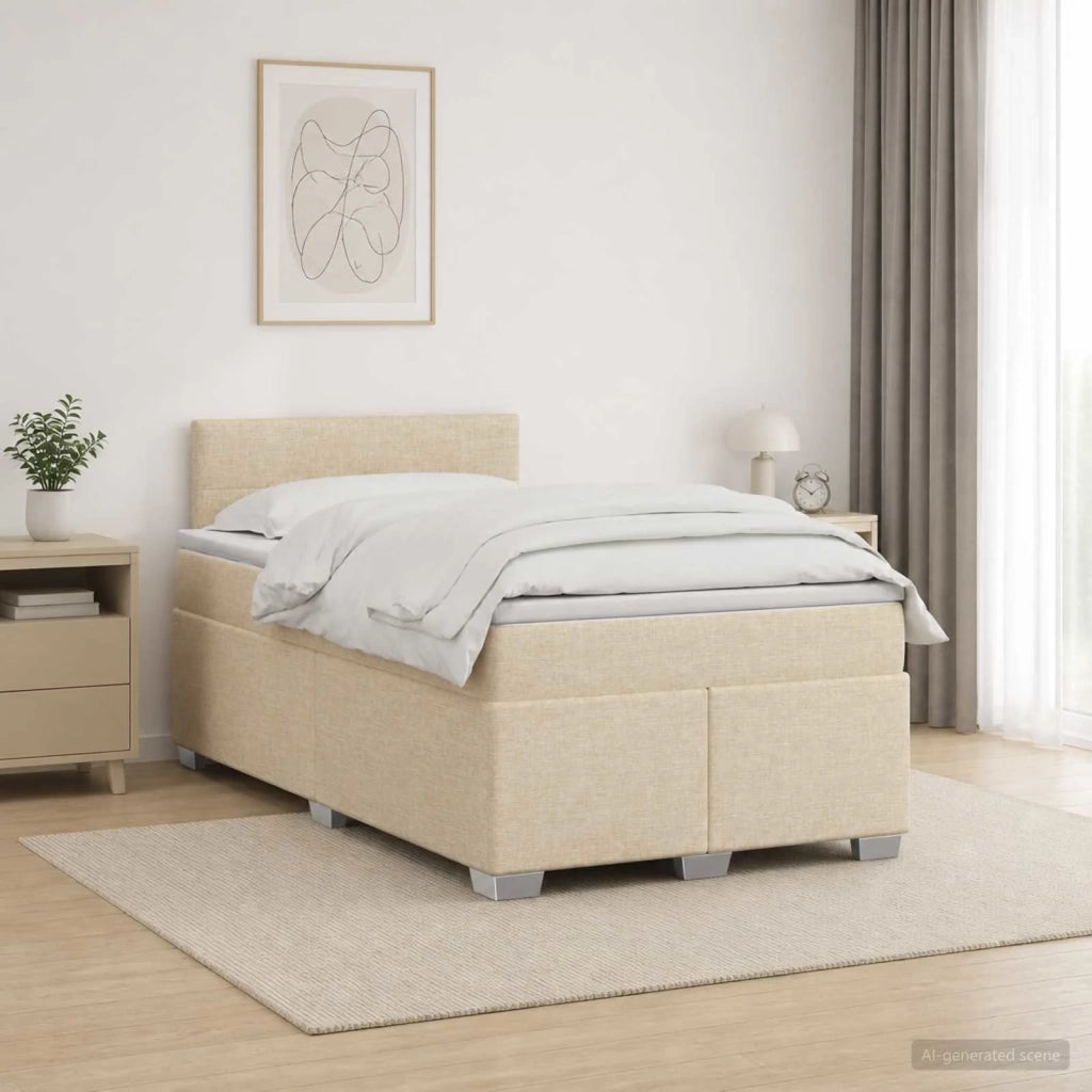 Letto con Box Spring, Materasso e LED Crema 120 x 190 cm 3451901