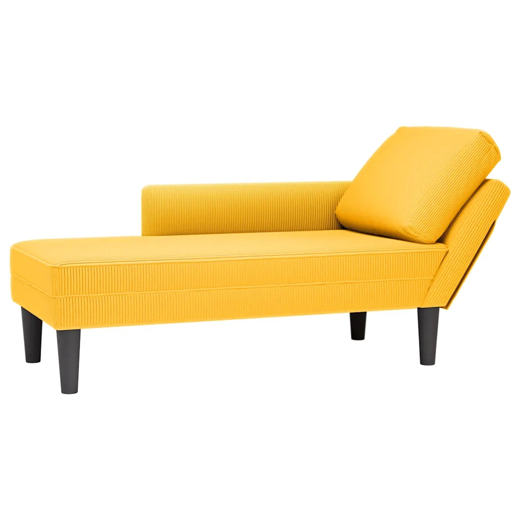 Sdraio con Cuscino Destro in Velluto a Coste Giallo Chiaro 4009821