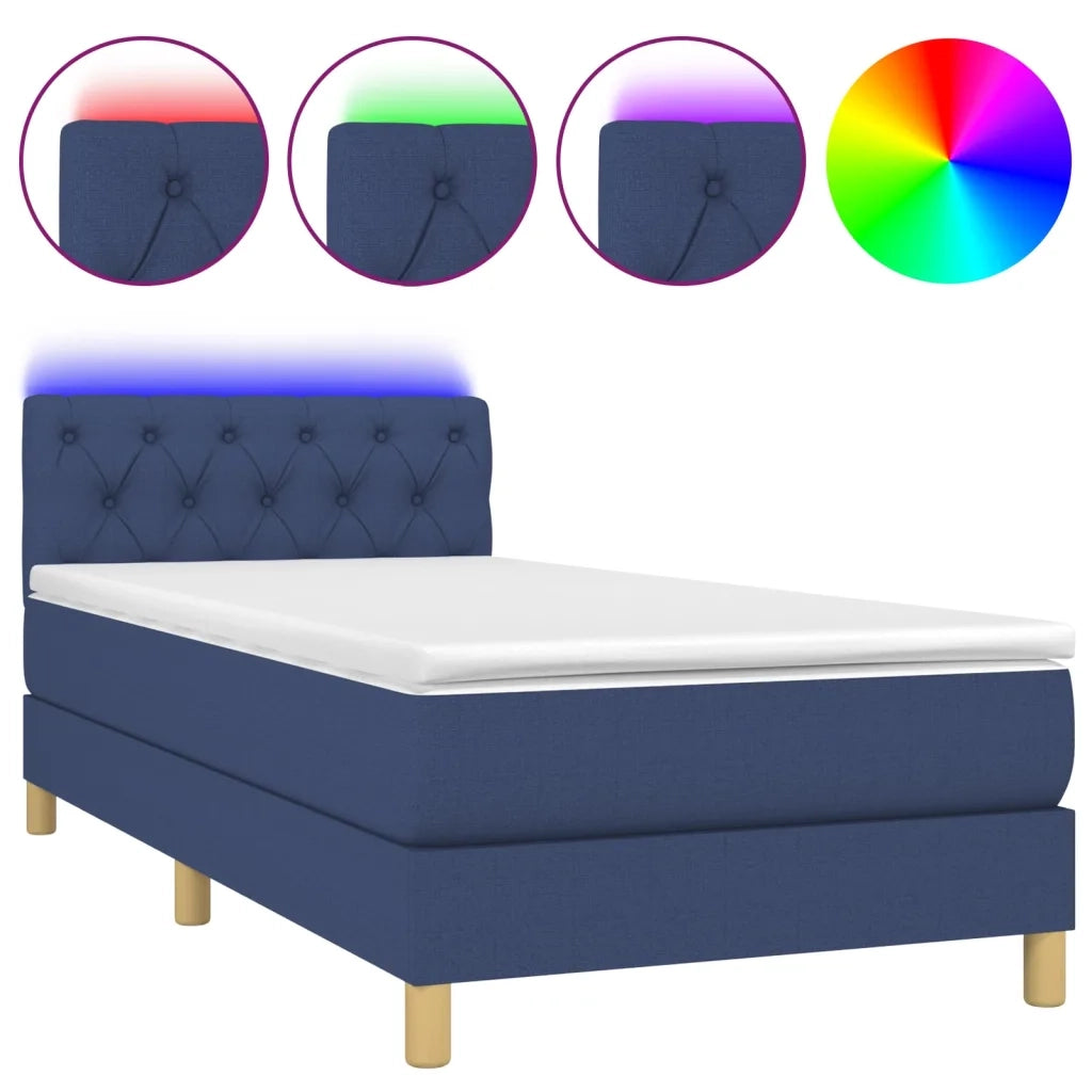 Letto a Molle con Materasso e LED Blu 80x200 cm in Tessuto 3133915