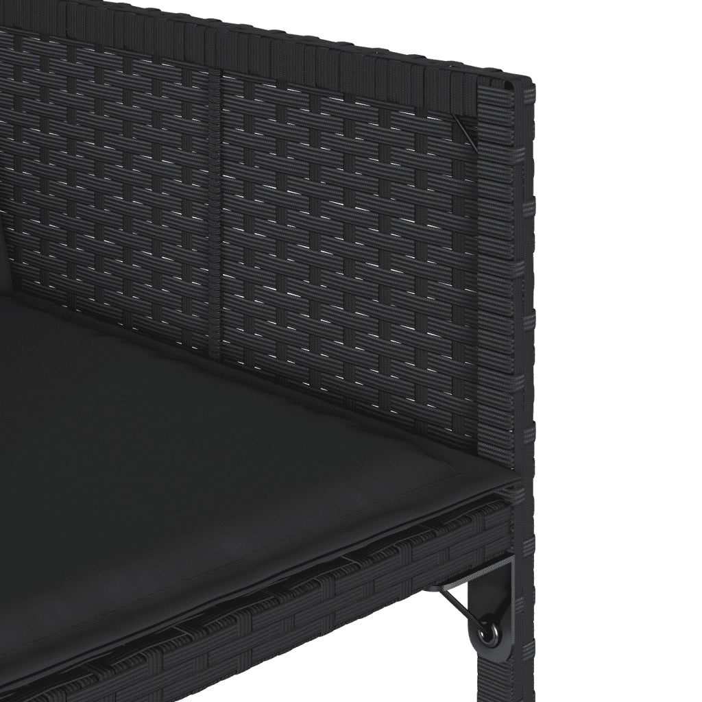 Set da Pranzo da Giardino 9 pz con Cuscini Nero in Polyrattan 3211279
