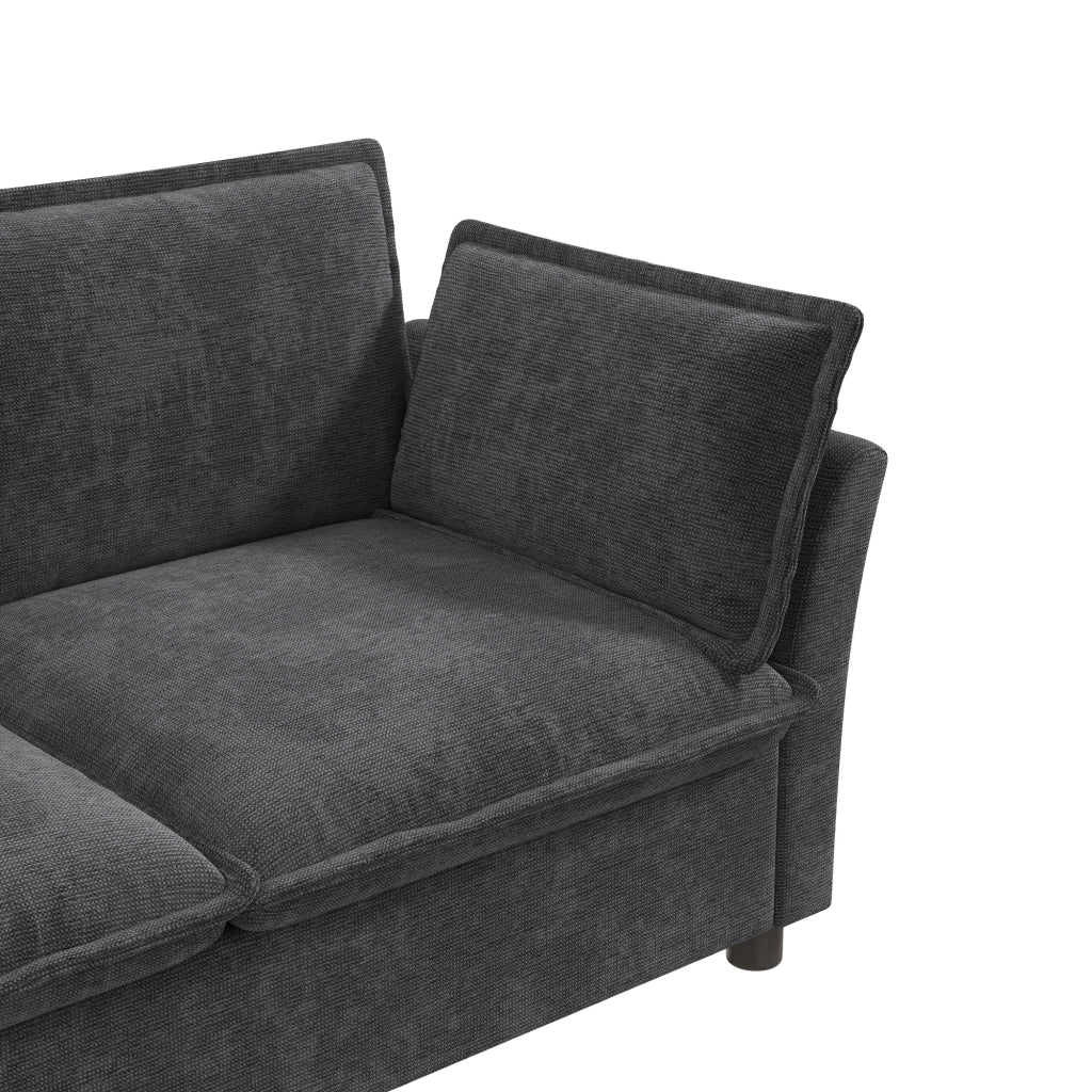 POLTRONA 90x81x87 cm in Chenille Grigia con 2 cuscini