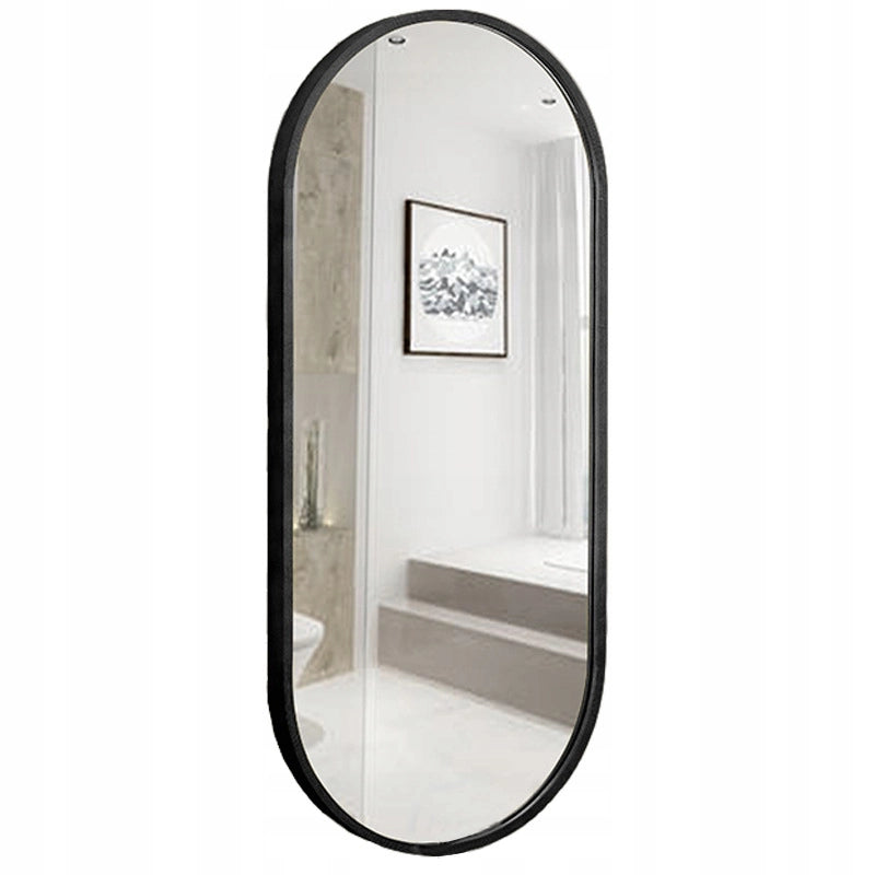 Grande specchio ovale da bagno, soggiorno, camera da letto, nero, industriale, 100x50 cm