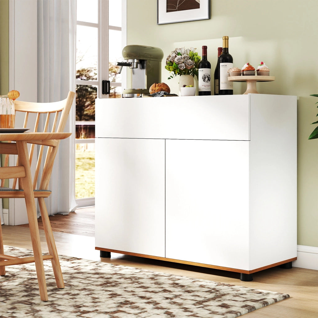 Credenza buffet con armadietto in stile fattoria con 1 cassetto e 2 ante-Armadio da Cucina Credenza buffet con armadietto indipendente per cucina
