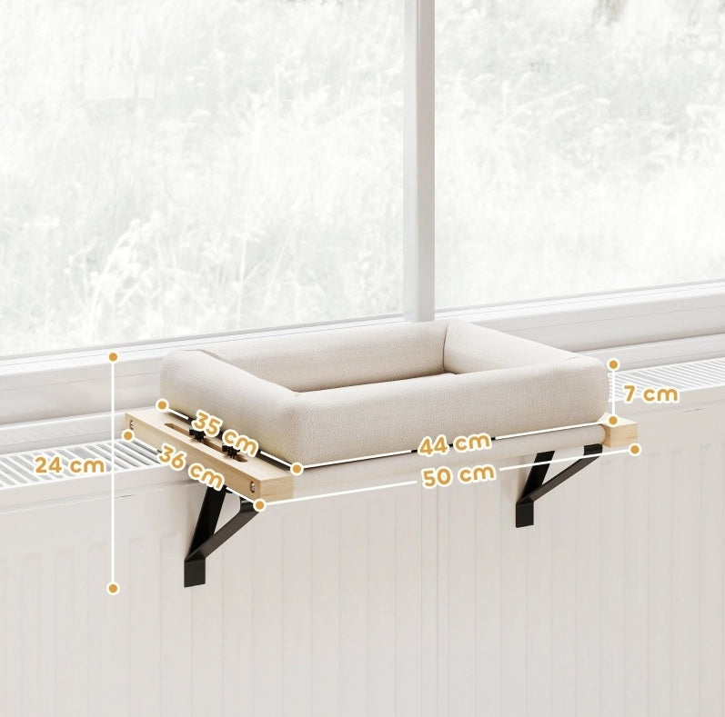 Letto per gatti bianco crema in legno - supporto regolabile 4-12 cm